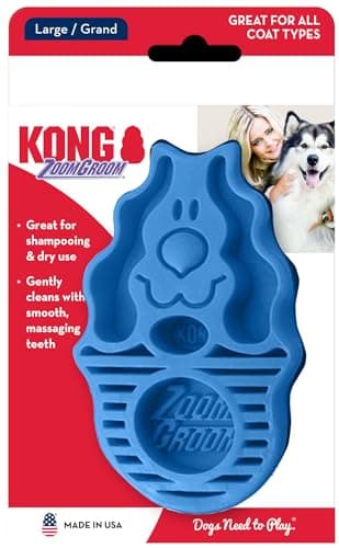 KONG ZoomGroom Shedding And Bathing Raspberry Brush Red For Dogs - $16.72