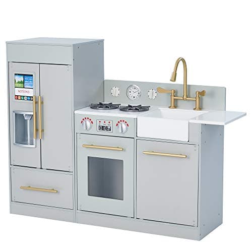 Little Chef Chelsea Modern Play Kitchen, White/Gold - Teamson Kids Over ...
