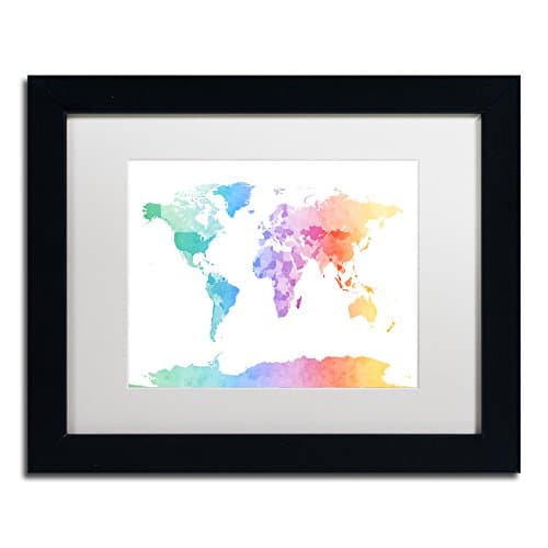 Michael Tompsett Watercolor World Map Framed Print