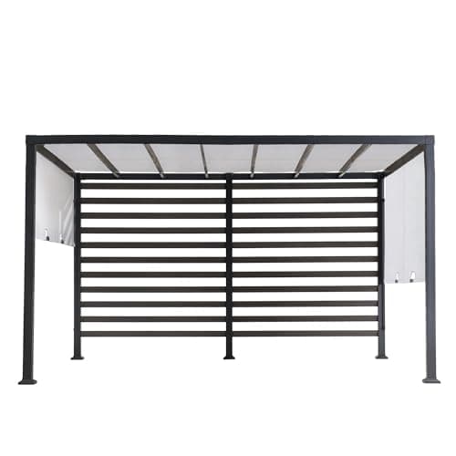 10x12 Curved Metal Pergola with Retractable Canopy - SUNJOY