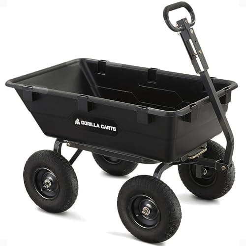 Gorilla Carts GOR6PS Heavy-Duty Poly Yard Dump Cart with 2-In-1 ...