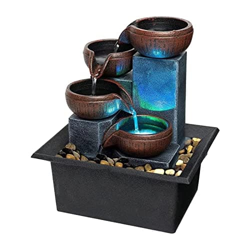 Zen'Light Nirvana Indoor Fountain, Waterfall with Buddha and White LED ...