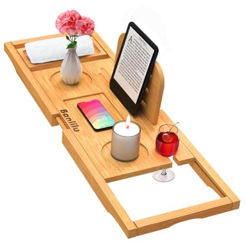 Eco-Friendly Multi-Function Bamboo Wooden Bath Tub Bathtub Caddy Tray