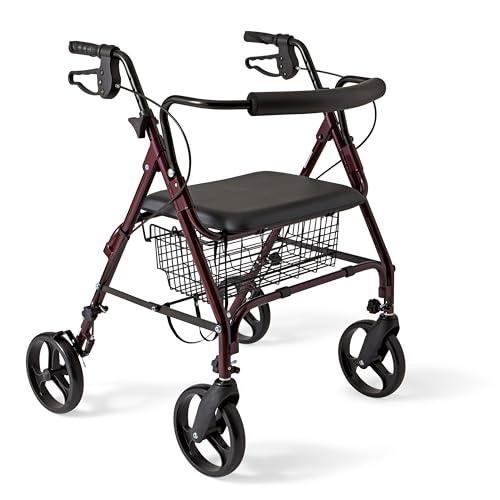 Medline Heavy Duty Bariatric Mobility Rollator with 8” Deluxe Wheels ...