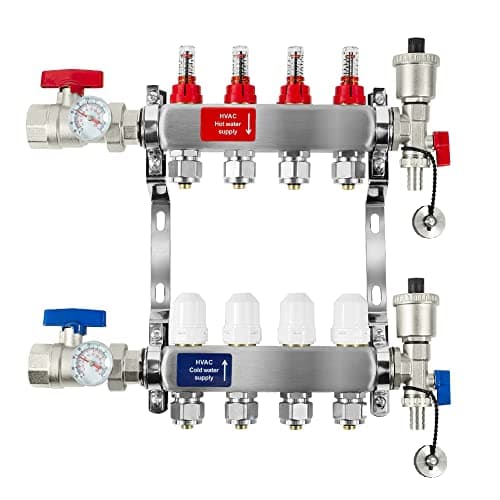 Watts® 1" 4-Port Stainless Steel Radiant Heat Manifold at Menards®