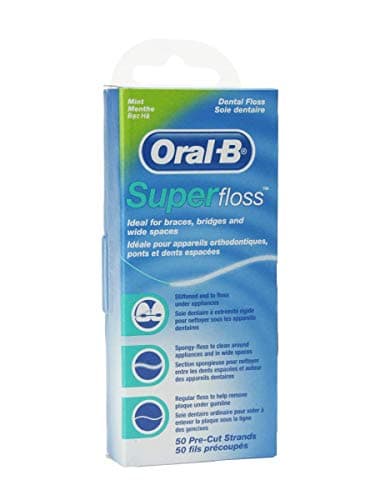 Oral-B Super Floss Mint Dental Floss For Braces Bridges - 50 Strips ...