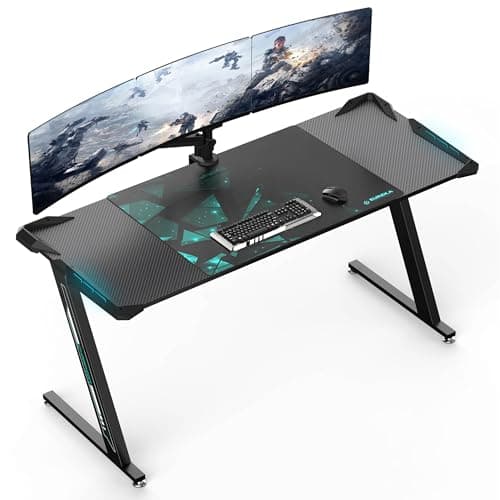 EUREKA ERGONOMIC Z60 Gaming Desk 60” Z Shaped Large PC Computer Gaming ...