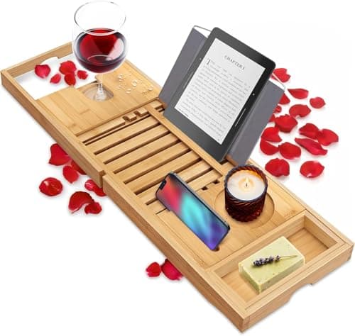 Amazon.com: SereneLife Luxury Bamboo Bathtub Caddy Tray ...