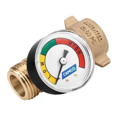 Camco 40064 Brass Water Pressure Regulator with Gauge