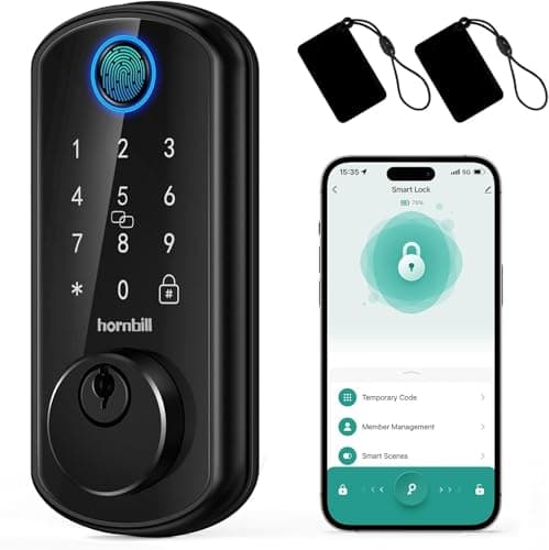 Hornbill Smart Deadbolt Door Lock, Keyless Entry, Fingerprint ...