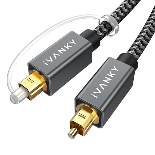 iVANKY Braided Optical TOSLINK Audio Cable (6', Gray/Black)
