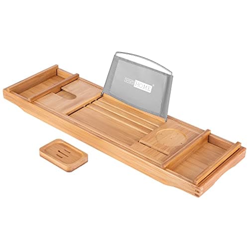 VIVOHOME Bamboo Expandable Bathtub Caddy Tray Bathroom Organizer with ...