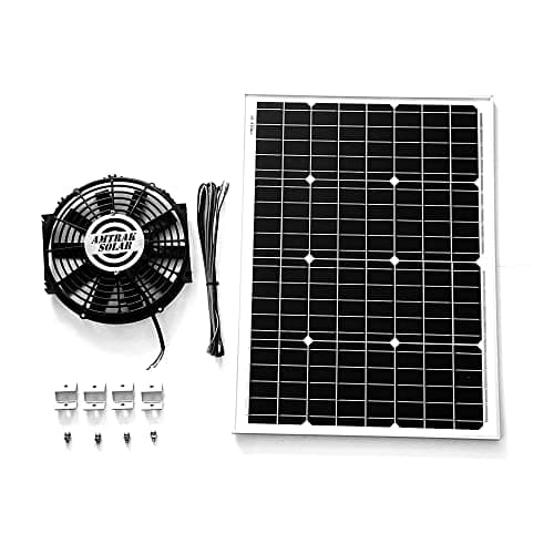 Amtrak Solar 50-Watt Exhaust Fan Solar Powered Roof Attic Gable Vent ...