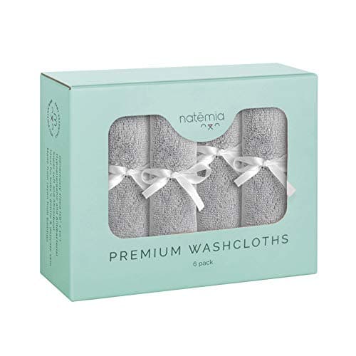 Grey Bamboo Baby Washcloths by Natemia 6-pack