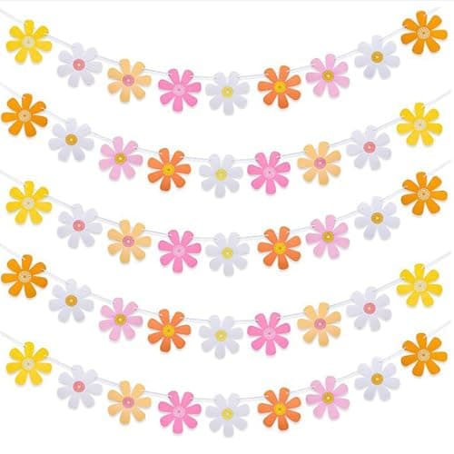 Daisy Boho Party Decorations Groovy Daisy Paper Garlands White Daisy ...
