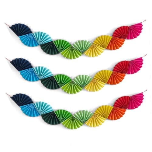 Colourful Paper Fan Garland - 2m – Party Packs