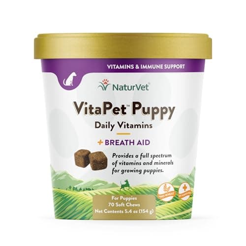 NaturVet VitaPet Puppy Daily Vitamins Plus Breath Aid Soft Chews, 70 ct