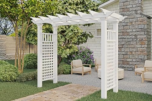 New England Arbors Fairfield 58-Inch X 86.5-Inch Vinyl Arbor With Trim ...