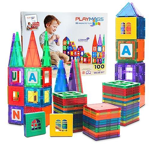 Playmags 28 Piece Magnetic Tiles Dome Set - Now with Stronger Magnets ...