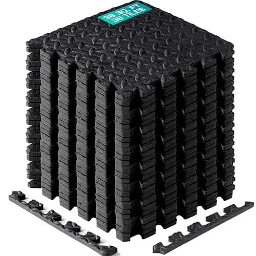 Yes4All 12 Sq Ft Interlocking Exercise Foam Mats for Gym Equipment - Grey