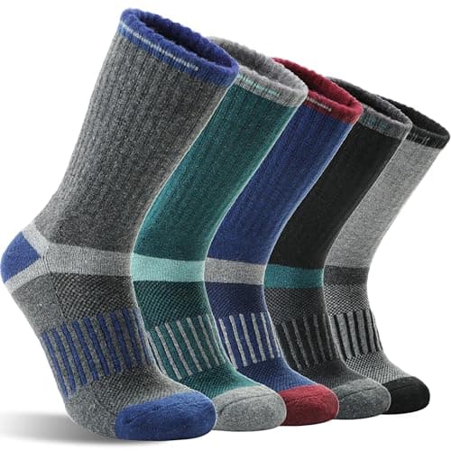 5 Pairs Merino Wool Hiking Socks War…