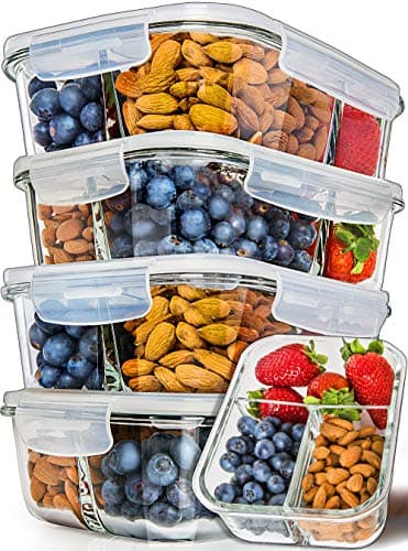 Buy Prep Naturals Glass Food Storage Containers with Lids [24 Ounce ...