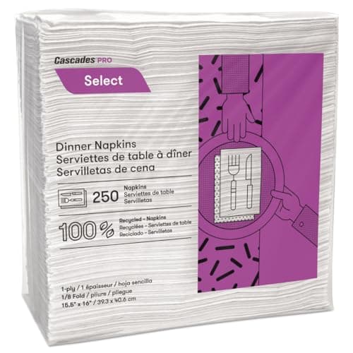 Cascades Pro Select N010 Beverage Napkins | White 1 Ply 1/4 Fold 9 x 9 ...