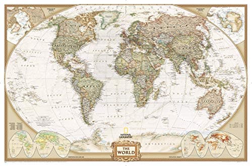 National Geographic World Executive Map Framed