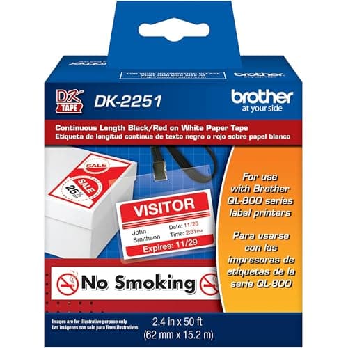 Étiquettes de remplacement Brother Genuine DK-2251 à longueur continue