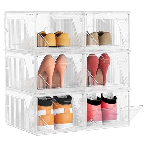 SONGMICS Shoe Boxes 12 Pack Shoe Organizer,Stackable Transparent ...