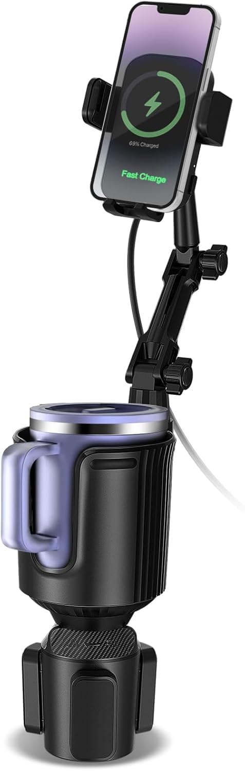 Amazon.com: Wireless Car Charger Cup Holder Phone Mount 15W Fast ...
