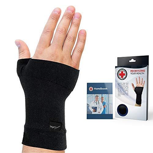 Doctor Developed Copper Infused Wrist sleeve/Wrist support/Wrist Brace/Wrist compression sleeve [Single] & DOCTOR WRITTEN HANDBOOK— RELIEF for Wrist Injuries, Arthritis, Sprains & More (Medium)