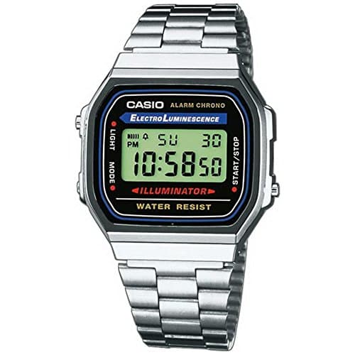 A168W-1 | Vintage Silver and Black Metal Watch | CASIO
