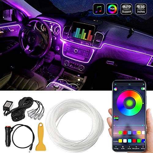 Monster LED Bluetooth Sound Reactive Multicolor Fiber Optic Car ...