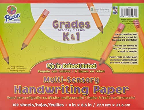 Pacon Multi-Sensory Raised Ruled Paper, Sheets, Film-Wrapped, 5/8 ...