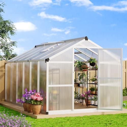8x12 FT Greenhouse, Large Aluminum Greenhouses for Outdoors, Heavy Duty ...