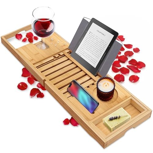 Amazon.com: SereneLife Luxury Bamboo Bathtub Caddy Tray ...