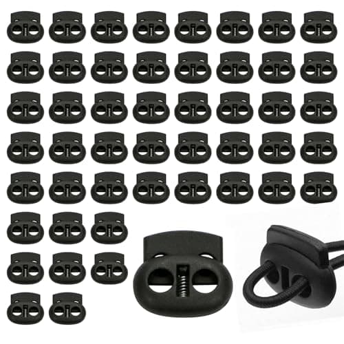 6mm Dia Dual Hole Spring Cord Lock Toggles for Tent 10 Pcs Black ...