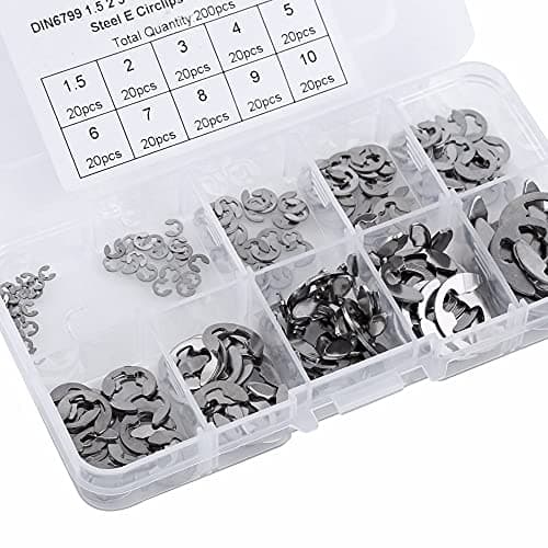 H-KIT-ECLIP580, 580Pcs Carbon Steel E-Clip Retaining Clips