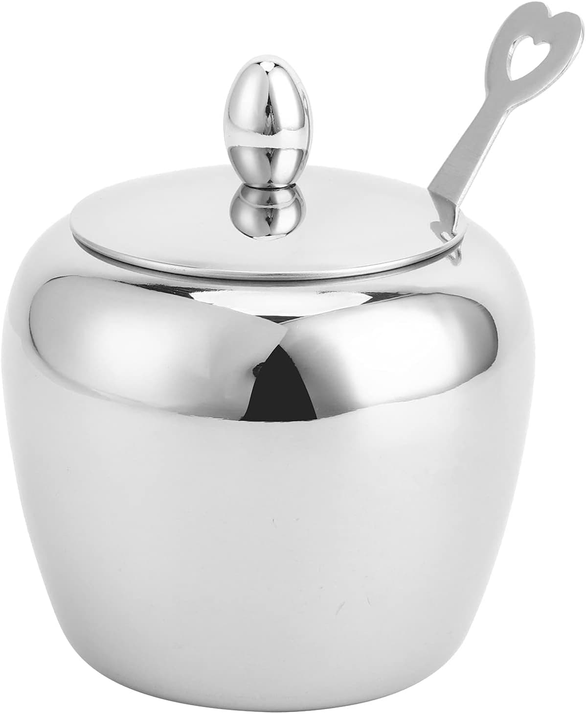 Sugar Bowl, Stainless Steel Sugar Pot with Clear Lid and Spoon,Sugar ...