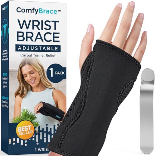 ComfyBrace Night Wrist Sleep Support Brace- Fits Both Hands - Cushioned to Help With Carpal Tunnel and Relieve and Treat Wrist Pain, (1 Pack/Night Brace, One Size Fits All)