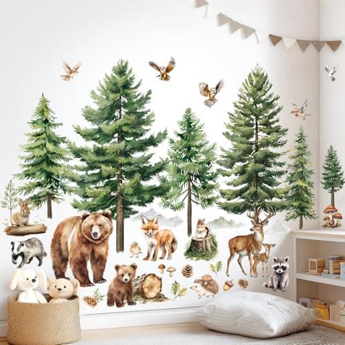 Large Woodland Animal Wall Decals, Eco-Friendly Peel and Stick Fabric