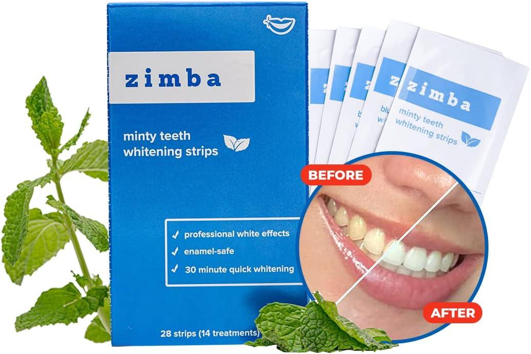 Amazon.com: Zimba Teeth Whitening Strips Vegan Whitening Strip Enamel ...