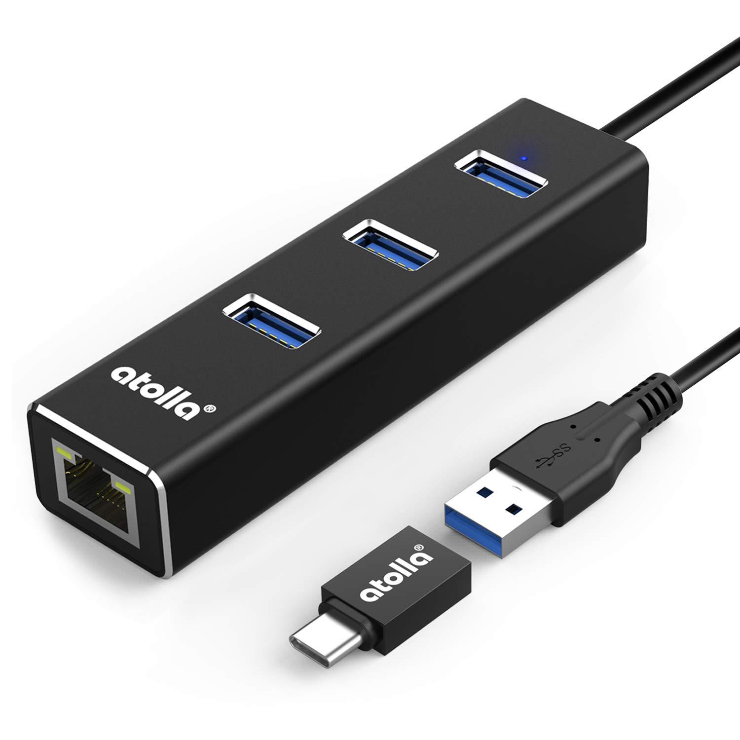 Buy Atolla USB 3.0 Hub, Aluminum USB to Ethernet Adapter with 3 USB 3.0 ...