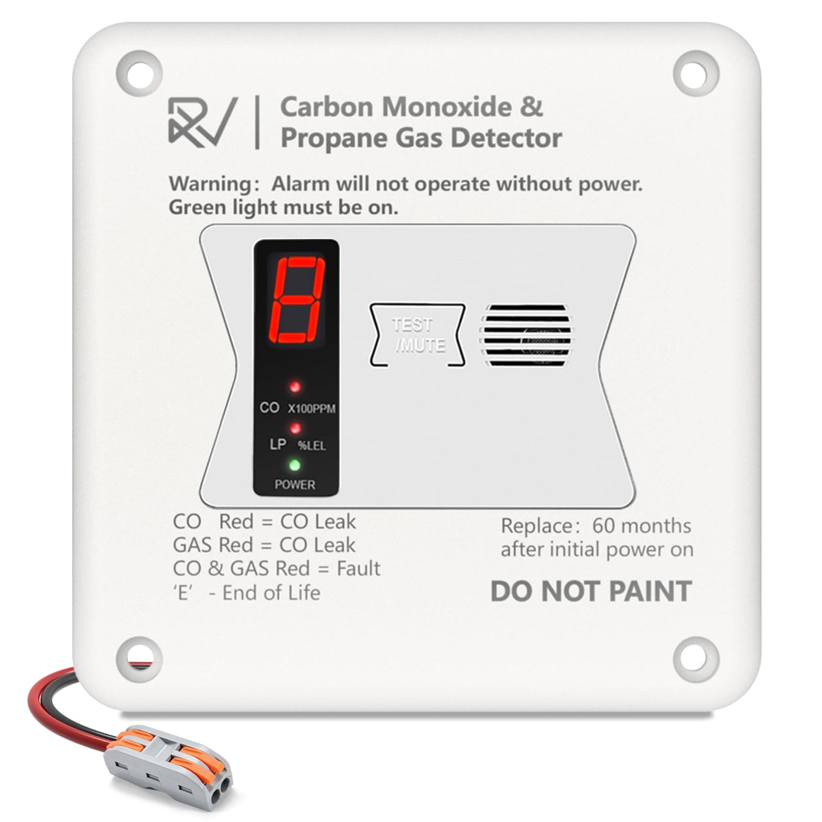 RV Carbon Monoxide and Propane Detector, 2 in 1 Dual CO/LP Gas Alarm ...