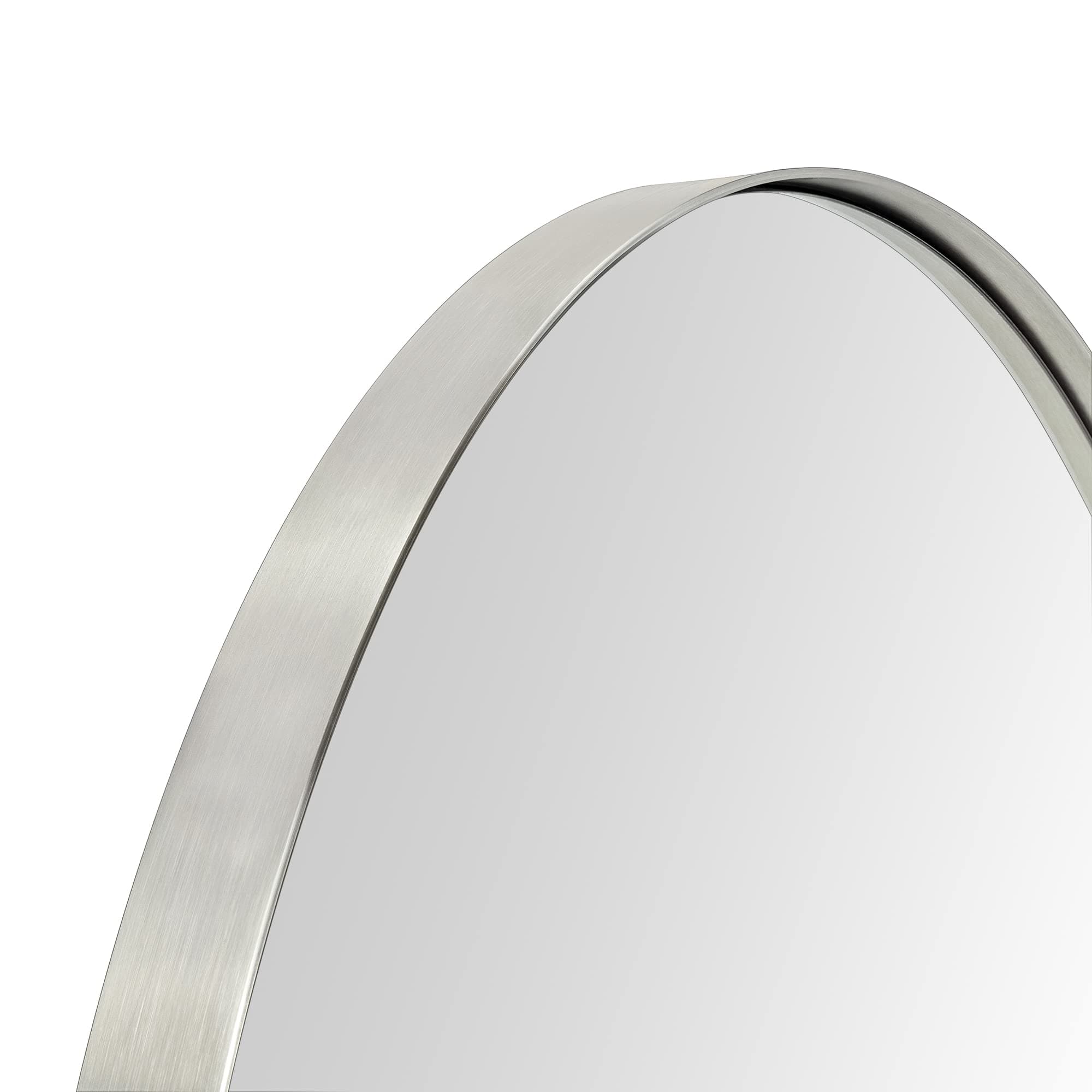 TEHOME 30 inch Brushed Nickel Round Mirror Circle Wall Mirror Brushed ...