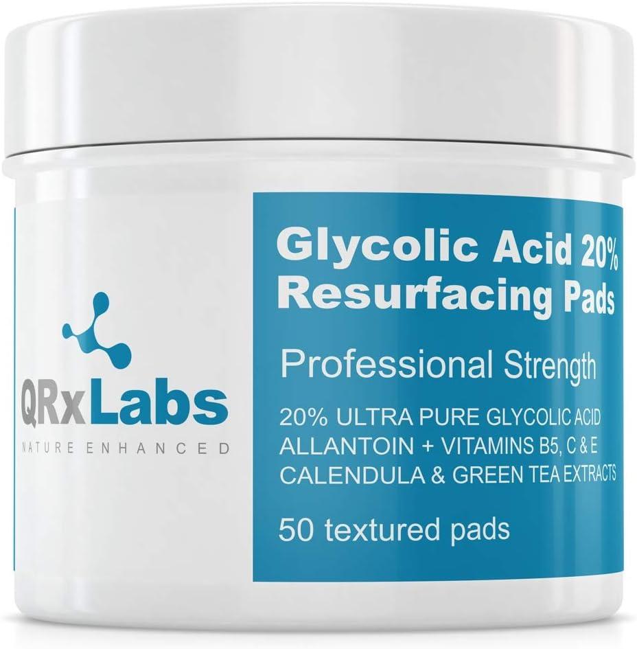 QRxLabs Glycolic Acid 20% Resurfacing Pads With Vitamins B5, C & E ...