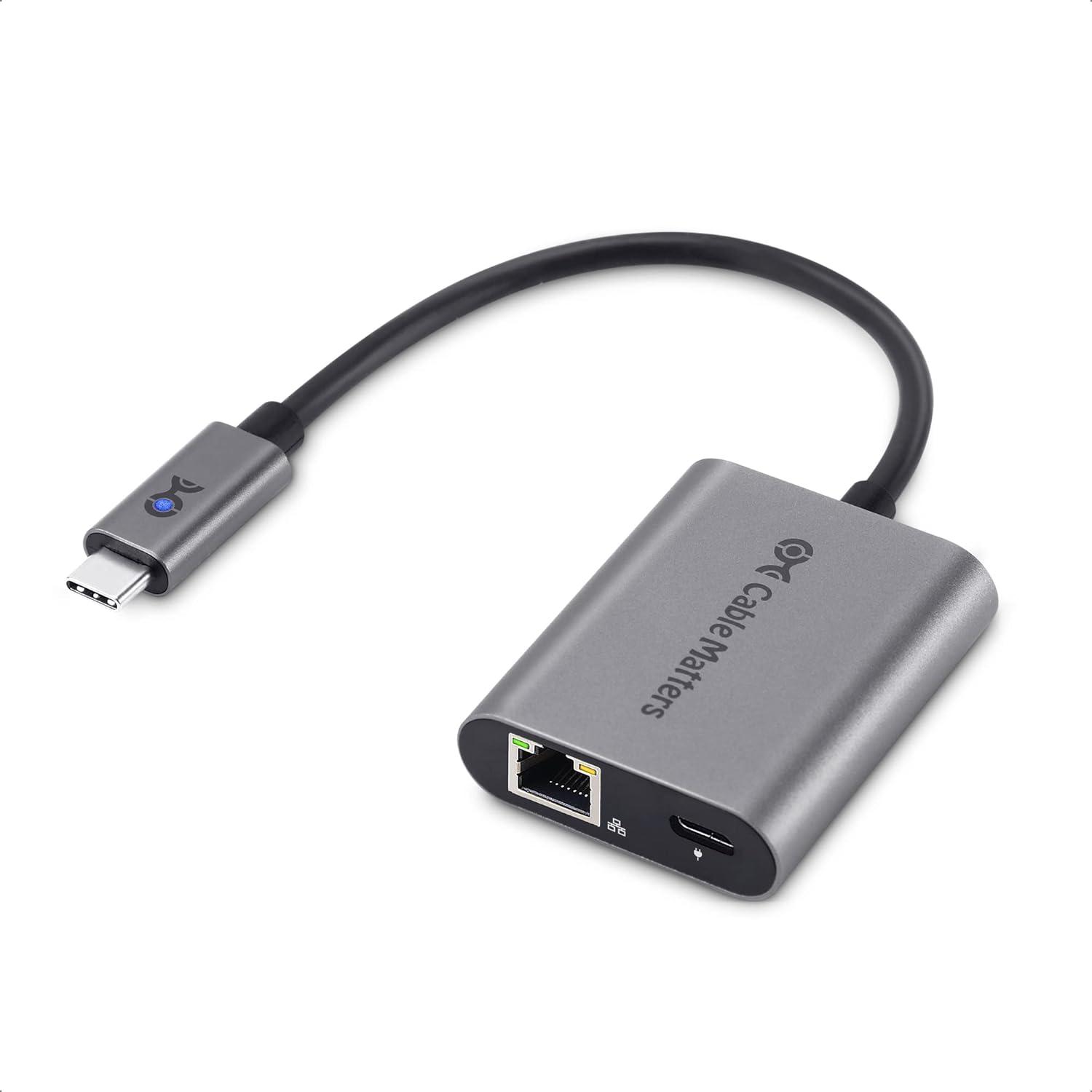 Cable Matters USB C to Ethernet Adapter 2.5 Gigabit with Charging 100W ...