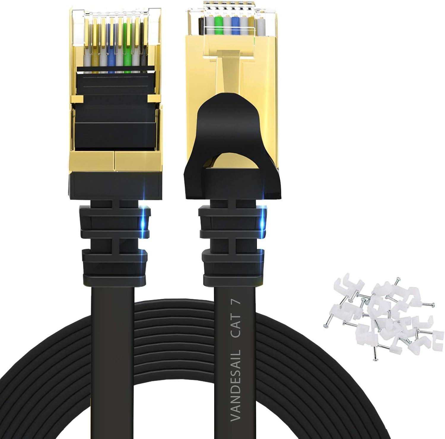 Amazon.com: VANDESAIL Ethernet Cable 30 ft, Cat 7 LAN Network Wire Male ...