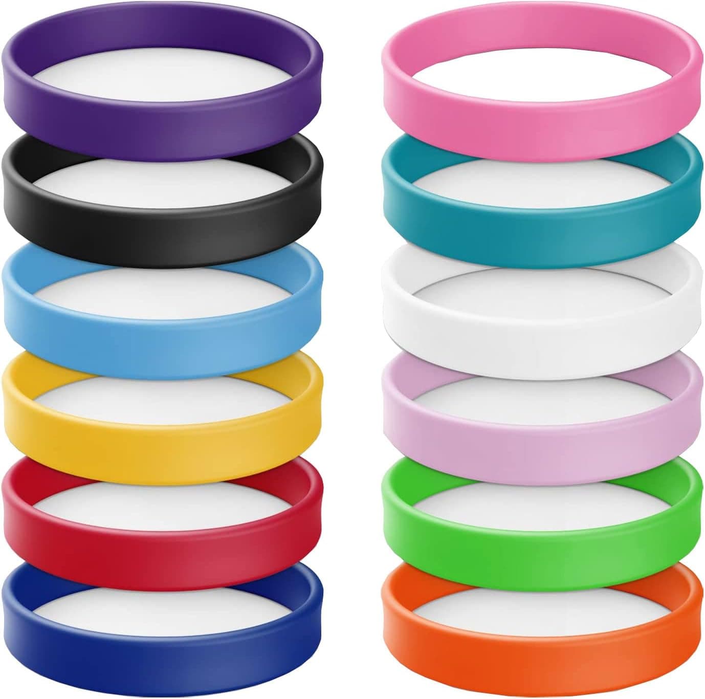Amazon.com : 24 Pieces Rubber Bracelets Silicone Wristbands Blank Black ...